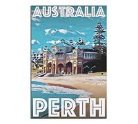 KTYWZ Plaque en métal Perth Australie Cottesloe Beach Vintage Voyage Plaque en métal Vintage Rustique Décor Cave Café Bar Chambre Maison Décoration Murale 15x30CM