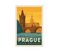 KTYWZ Plaque en métal République tchèque Prague Sunset Vintage Decor Art Sign Home Kitchen Bar Cafe Club Cave Wall Decor Retro Travel Tin Sign 30x40CM