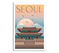 KTYWZ Plaque en métal Séoul Corée du Sud Palais de Gyeongbokgung Vintage Voyage Plaque en métal Vintage Rustique Décor Cave Café Bar Chambre Maison Décoration Murale 15x30CM