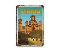 KTYWZ Plaque en métal Serbie, décoration rétro, art, maison, cuisine, bar, café, club, grotte, décoration murale, vintage, voyage, 20 x 30 cm