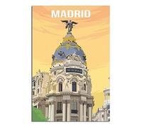 KTYWZ Plaque en métal vintage avec horizon de Madrid, Espagne, décoration murale humoristique pour cuisine, jardin, salle de bain, ferme, maison, café, 15 x 30 cm