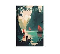 KTYWZ Plaque en métal vintage Baie d'Halong Vietnam, décoration murale en métal pour maison, cuisine, bar, café, club, verger, 15 x 30 cm