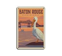 KTYWZ Plaque en métal vintage Baton Rouge Louisiane Voyage Plaques en étain Vintage Drôle Bar Club Cave Maison Cuisine Décoration murale Rustique Art Signe 20x30CM