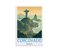 KTYWZ Plaque en métal vintage Corcovado Brésil, affiche de jardin et de cuisine, panneau inspirant, décoration murale pour la maison, la cuisine, le bar, le club, 30 x 40 cm