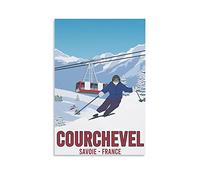 KTYWZ Plaque en métal vintage Courchevel Savoie France Ski pour homme, caverne, maison, extérieur, ferme, chambre de fille, mariage, Saint-Valentin, cadeau 30 x 40 cm