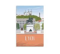 KTYWZ Plaque en métal vintage Lyon France Jardin et cuisine Affiche, panneau inspirant Décoration murale pour la maison Cuisine Bar Club Décoration 15x30CM