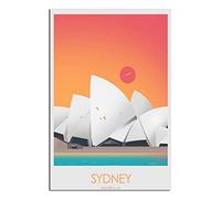 KTYWZ Plaque en métal vintage Sydney Australie Sunset Travel Tin Sign, décoration rustique vintage, cave, café, bar, chambre à coucher, décoration murale, plaque en métal nostalgique 30 x 40 cm