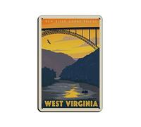 KTYWZ Plaque en métal West Virginia New River Gorge, décoration vintage, art, maison, cuisine, bar, café, club, grotte, décoration murale, rétro, voyage, 20 x 30 cm