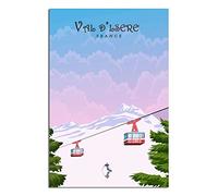 KTYWZ Plaque humoristique en étain représentant le téléphérique de Val d'Isère, une montagne enneigée, pour décoration murale, idéal pour salle de bain, cuisine, café, Halloween, Noël, 30 x 40 cm