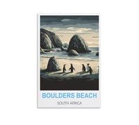 KTYWZ Plaque métallique style vintage Boulders Beach, Afrique du Sud. Idéale pour pub, bar, bureau, garage aménagé, chambre, salle à manger, cuisine, cadeau. 30 x 30 cm.