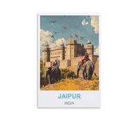 KTYWZ Plaque métallique vintage Jaipur, Inde, personnalisée, style rétro, en étain, pour mur extérieur, intérieur, rue, bureau, 15 x 30 cm