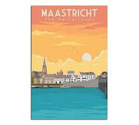 KTYWZ Plaque métallique vintage Maastricht, Pays-Bas, coucher de soleil, décoration murale rétro, peinture sur fer pour salle de bain, cuisine, pub, jardin, café, 30 x 30 cm