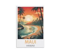 KTYWZ Plaque métallique vintage Maui, Hawaï, personnalisée, style rétro, pour mur, extérieur, intérieur, rue, bureau, 20 x 30 cm