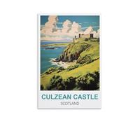 KTYWZ Plaque métallique vintage représentant le château de Culzean en Écosse, décoration murale rétro, peinture sur fer pour salle de bain, cuisine, pub, jardin, café, 30 x 40 cm
