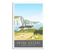 KTYWZ Plaque murale rétro vintage en étain fantaisie The Seven Sisters Sussex Art Plaque Poster Décoration murale pour maison Outillage Bar Club Restaurant Café 30x40CM