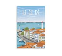 KTYWZ Plaque murale rétro vintage en étain, phare de l'île de Ré, France, décoration murale en métal, plaque décorative en étain, affiche pour la maison et la cuisine, 30 x 30 cm