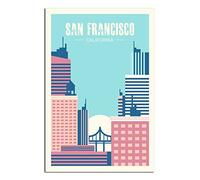 KTYWZ Plaque murale rétro vintage en métal avec horizon de San Francisco, Californie, décoration murale, plaque décorative en étain, affiche pour la maison et la cuisine, 30 x 40 cm