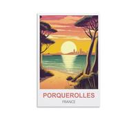 KTYWZ Plaque murale rétro vintage en métal, Porquerolles, France, décoration murale, plaque décorative en étain, affiche pour la maison et la cuisine, 30 x 40 cm