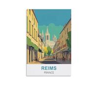 KTYWZ Plaque murale rétro vintage en métal Reims, France, décoration murale, plaque décorative en étain, affiche pour la maison et la cuisine, 30 x 30 cm