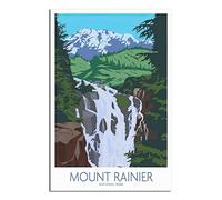KTYWZ Plaque murale rétro vintage en métal représentant la cascade du parc national du Mont Rainier, décoration murale décorative pour la maison et la cuisine, 20 x 30 cm