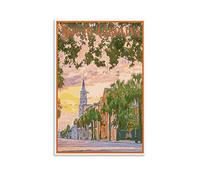 KTYWZ Plaque murale vintage en métal, affiche de l'église St Philip, Caroline du Sud, coucher de soleil, cuisine, bar, cadeau fantaisie, plaque murale en aluminium, 30 x 40 cm