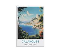 KTYWZ Plaque murale vintage en métal, affiche du parc national des Calanques, France, cuisine, bar, cadeau fantaisie, décoration murale en aluminium, 30 x 30 cm