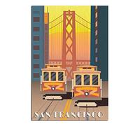 KTYWZ Plaques en étain amusantes, affiche de tramway de San Francisco, art mural, plaque de jardin, de maison, pour salle de bain, cuisine, café, décoration murale d'Halloween et de Noël, 20 x 30 cm