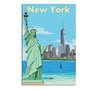 KTYWZ Plaques en étain amusantes New York Statue de la Liberté Skyline Poster Art mural Jardin Maison Plaque pour salle de bain Cuisine Café Mur Halloween Noël Décor 20x30CM