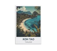 KTYWZ Plaques métalliques vintage Koh Tao Thaïlande - Décoration murale vintage pour garage/bar/club - 20 x 30 cm