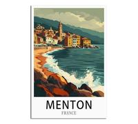 KTYWZ Plaques métalliques vintage Menton, France - Décoration murale vintage pour garage/atelier/bar - 30 x 40 cm