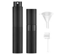 KU 2 Pièces Atomiseur Parfum Rechargeable, 8ml Mini Flacon Voyage Vide avec Pulvérisateur en Verre, Spray Portable de Parfum pour Femme et Homme - Pour Vacances et Déplacements (Noir)