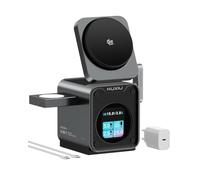 KU XIU 3-en-1 Station de Charge 25W, TFT Écran Intelligent et Ventilateur | Certification Qi2.2 25W, MagSafe-Compatible Chargeur Induction pour iPhone 12-17/Apple Watch/Airpods, 45W Adaptateur Inclus