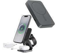 KU XIU X40 Turbo 25W Station de Charge et K2 Batterie Externe 15W Bundle, Chargeur Solaire 3 en 1 Pliable et Power Bank Magnétique pour iPhone 17-12, iWatch 11-4/Ultra, AirPods - Gris