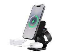 KU XIU X40 Turbo Qi2.2 25W Chargeur sans Fil Magnétique, Station de Charge 3-en-1 Pliable pour iPhone 17-12/Air, 5W pour iWatch Série 11-4/Ultra/SE et Écouteurs sans Fil, Design Aluminium - Noir