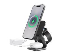 KU XIU X40 Turbo Qi2.2 25W Station de Charge sans Fil Magnétique, Chargeur 3 en 1 Pliable pour iPhone 17-12/Air, 5W pour iWatch Série 11-4/Ultra/SE & Écouteurs sans Fil, Design en Aluminium - Gris