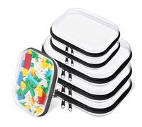 Kuabiz Lot de 6 étuis de rangement rigides transparents à fermeture éclair en plastique de qualité supérieure pour blocs de construction, puzzles, cosmétiques, fournitures de maquillage, noir