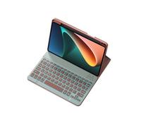 kuaijiexiaopu Clavier détachable à Touches Rondes, étui de Protection à Rabat en Cuir Compatible avec Xiaomi Pad 6/6Pro(Pink+Backlit Keyboard)