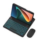 kuaijiexiaopu Clavier détachable à Touches Rondes, étui de Protection à Rabat en Cuir Compatible avec Xiaomi Pad 6/6Pro(Black+Backlit Keyboard+Mouse)