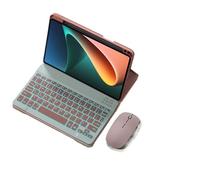 kuaijiexiaopu Clavier détachable à Touches Rondes, étui de Protection à Rabat en Cuir Compatible avec Xiaomi Pad 6/6Pro(Pink+Backlit Keyboard+Mouse)