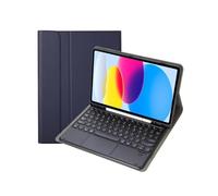 kuaijiexiaopu Clavier détachable avec Touches Rondes, étui de Protection en Cuir Rotatif à 360° Compatible avec iPad Air4/Air5 10,9 Pouces 2022(Dark Blue+Touch Keyboard)