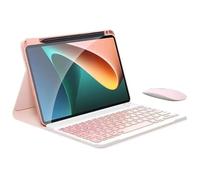 kuaijiexiaopu Clavier détachable, étui de Protection à Rabat en Cuir Compatible avec Xiaomi 5 Pro 12,4 Pouces(Pink+Keyboard+Mouse)