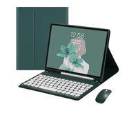 kuaijiexiaopu Clavier et Souris Ronds détachables, étui en Cuir PU et TPU Compatible avec Samsung Galaxy Tab S9 11 Pouces X710/X716B/X718U(Dark Green+Keyboard)