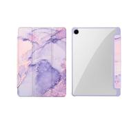 kuaijiexiaopu Coque de Protection à Trois Volets en Acrylique Transparent avec Support, Effet marbre, Compatible avec Samsung Galaxy Tab A8 10,5 Pouces (X200/X205)(Purple)