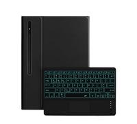 kuaijiexiaopu Detachable Keyboard Leather Tablet Protective Case Suitable for Samsung Galaxy Tab S10 Plus/S9FEplus-12.4 inch-2023(Black+Touch Backlit Keyboard)