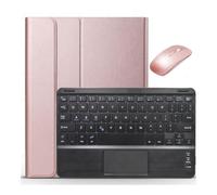 kuaijiexiaopu Étui Clavier Amovible avec pavé Tactile et Souris, Coque à Rabat en Cuir synthétique Compatible avec Samsung Galaxy Tab S7 FE 12,4 Pouces (SM-T730/SM-T735B)(Rose Gold+Black Keyboard)