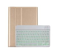 kuaijiexiaopu Étui Clavier rétroéclairé détachable, Housse à Rabat en Cuir for Tablette Compatible avec iPad Mini 4/5 7,9 Pouces(Or)