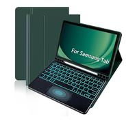 kuaijiexiaopu Étui de Protection à Rabat en Cuir avec Clavier rétroéclairé Amovible, Compatible avec Samsung Galaxy Tab S9 11 Pouces X710/X716B/X718U(Dark Green+Keyboard)
