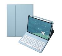 kuaijiexiaopu Étui de Protection Amovible en Cuir avec Clavier Tactile et Fonction de Verrouillage, Compatible avec la Tablette Huawei MatePad SE11/2024(Sky Blue+Keyboard)