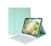 kuaijiexiaopu Étui en Cuir PU et TPU avec Clavier Amovible et Porte-Crayon intégré, Compatible avec Samsung Galaxy Tab S8 11 Pouces X700/X706(Mint Green+Keyboard)