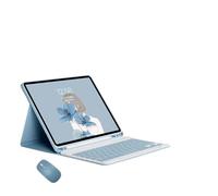 kuaijiexiaopu Étui en Cuir PU et TPU avec Clavier Amovible et Porte-Crayon intégré, Compatible avec Samsung Galaxy Tab S9 11 Pouces X710/X716B/X718U(Misty Blue+Keyboard+Mouse)